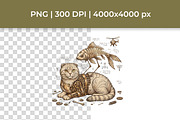 Steampunk Cat Clipart Set - 21 PNG, an Animal Illustration by InkyQueenArt (Thumbnail 4 of 7)