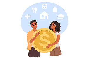 Couple thinking about how to, a Finance Illustration by Vectorbuum