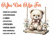 Watercolor Teddy Bear Clipart, a Seasonal Illustration by CreationArt (Thumbnail 5 of 7)