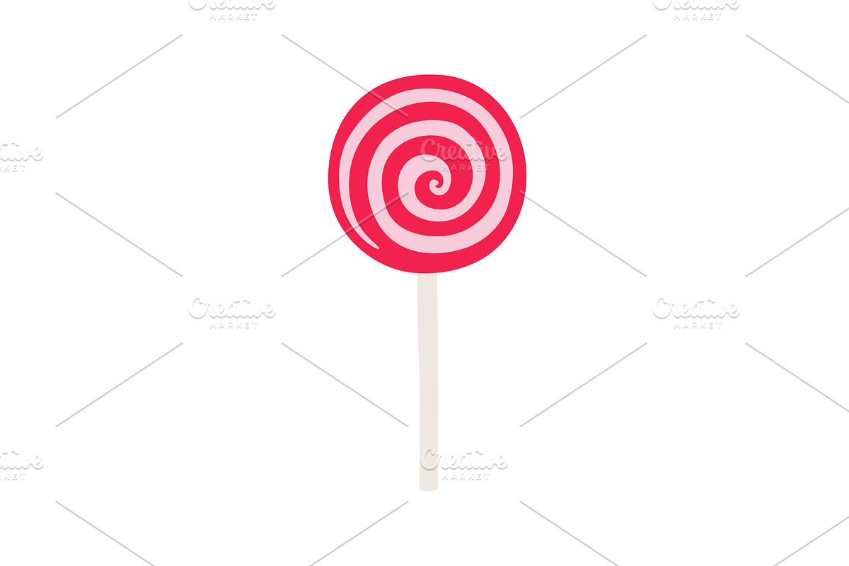 Lollipop candy flat design cartoon, a Food Illustration by Nadzin