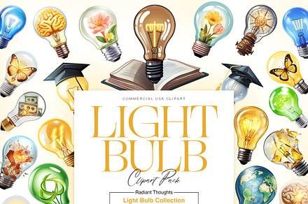 Light Bulb Clipart, Vintage Bulb PNG, an Object Illustration by BrushstrokeArtGB