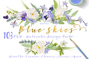Watercolor Design Pack-Blue Skies, an Illustration by watercolorwild.graphics (Thumbnail 1 of 11)
