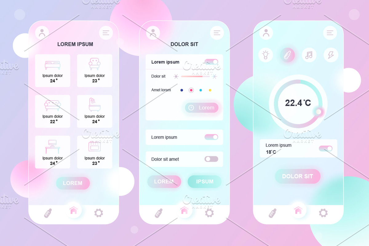 Glassmorphic Mobile App UI Kit, an UI Kit Template by alexdndz