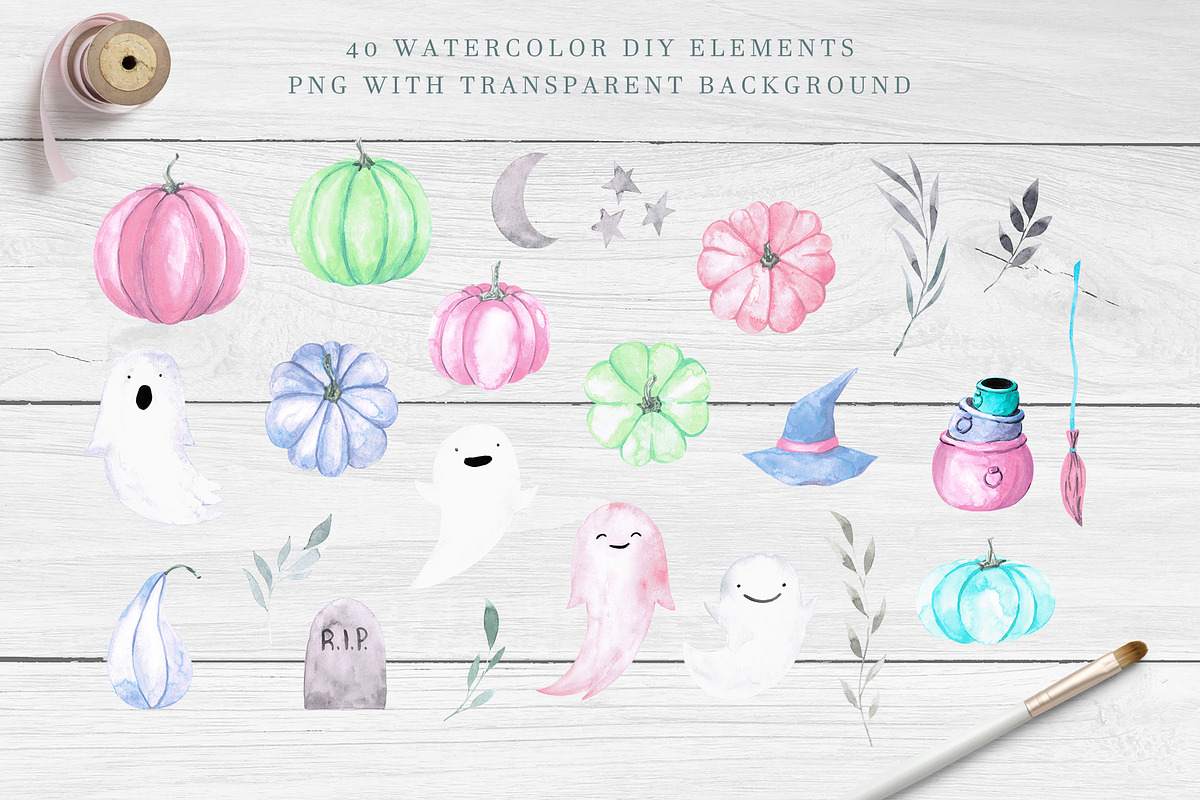 Pastel HALLOWEEN, a Seasonal Illustration by LeriaArt watercolor (Photo 2 of 9)