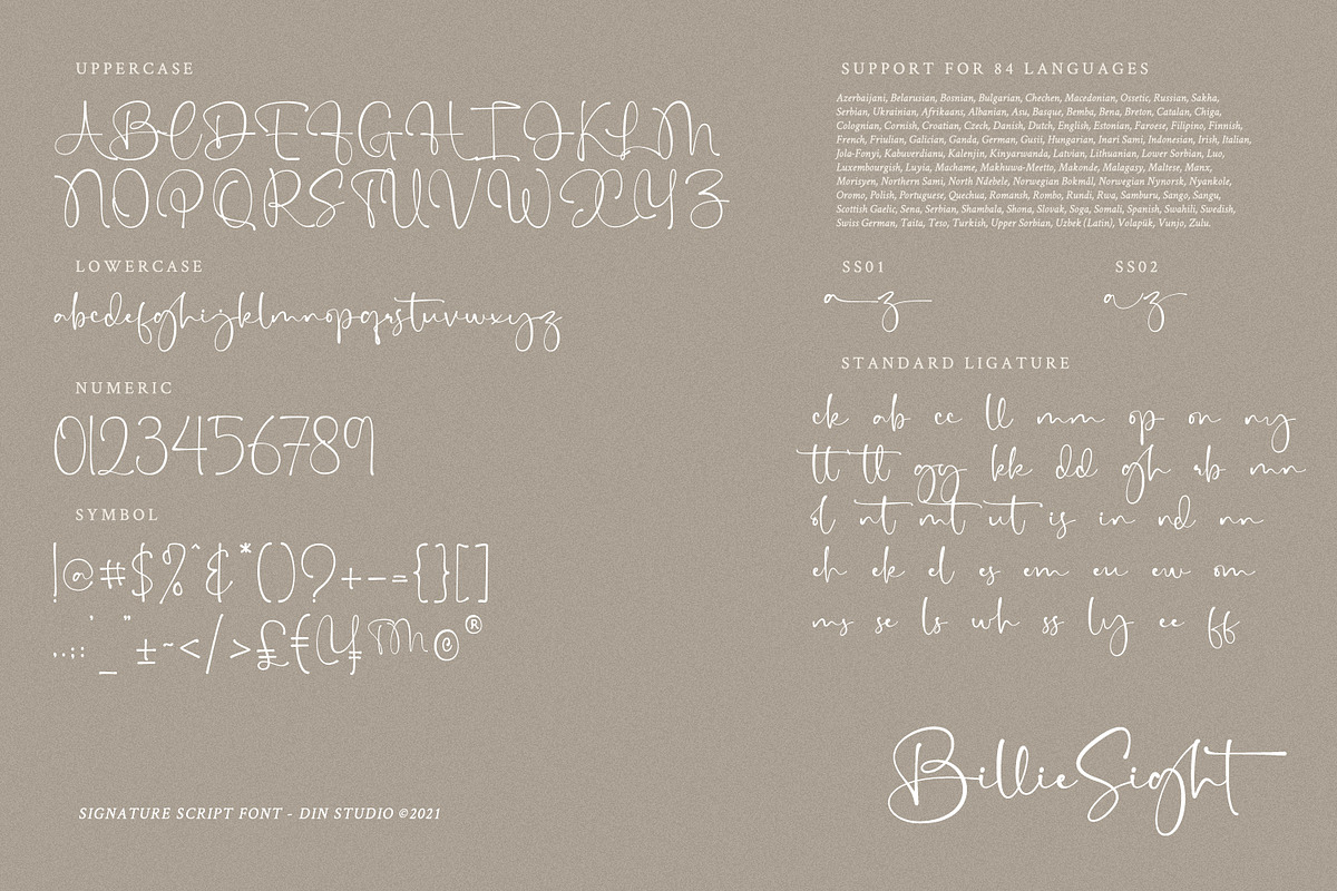 Billie Sight, a Script Font by din-studio.com (Photo 8 of 9)