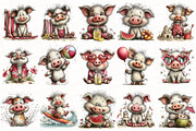 Whimsical Summer Pig Clipart, an Illustration by OK Design (Thumbnail 3 of 6)