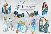 Watercolor Astronomy Clipart Set, a Person Illustration by ArtCreationsDesign (Thumbnail 5 of 9)