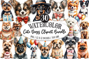 Cute Dogs Clipart Bundle, an Illustration by Designking