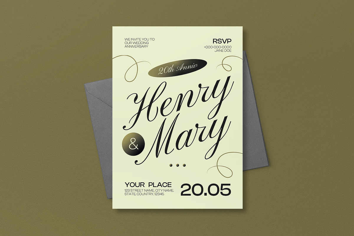 Green Modern Anniversary Invitation, an Invitation Template by graphicook (Photo 2 of 3)