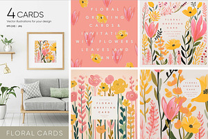 Floral greeting card. Spring flower