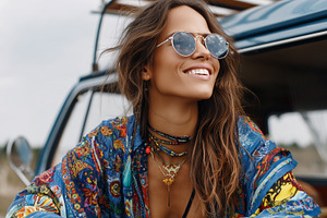 Smiling young woman with sunglasses, a Person Photo by MistyDay