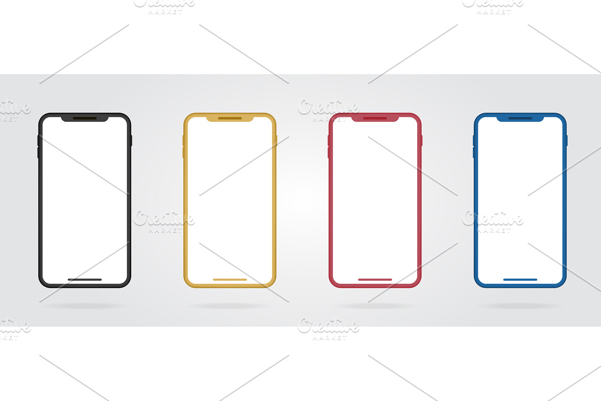 Realistic colored smartphone frames, an Object Illustration by Vector Creator