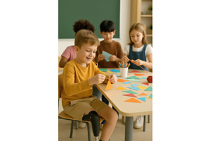 Diverse group of children, including, a School & Education Photo by Sergey Kotenev