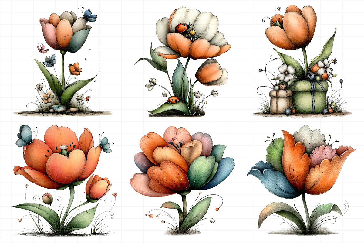 Whimsical Spring Tulip Flower Clipar, an Illustration by Daily.Designs (Photo 3 of 8)