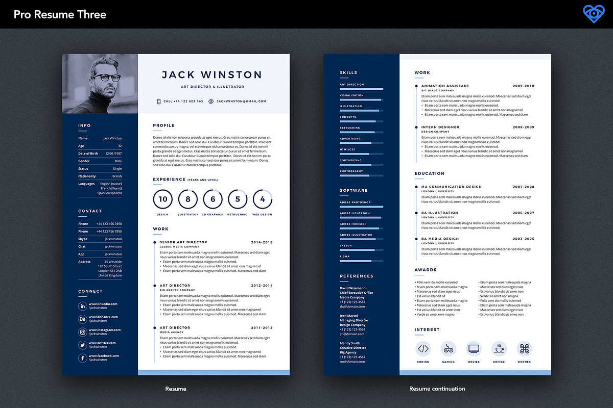 PRO Resume 3, a Resume Template by ikono.me (Photo 3 of 6)