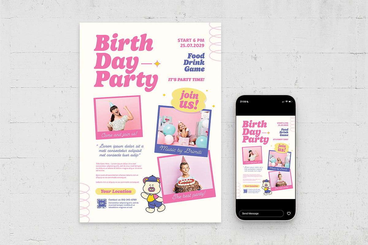 Y2K Birthday Party Flyer Template, a Flyer Template by BrandPacks (Photo 2 of 4)