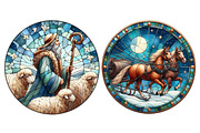 Christmas Round Stained Glass Clipar, an Illustration by Designworld (Thumbnail 4 of 6)