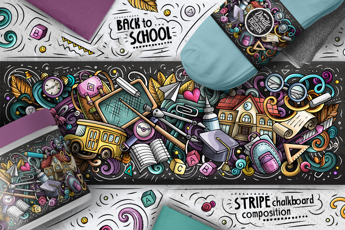 School Cartoon Doodle Big Pack, a Decorative Illustration by BALABOLKA (Photo 9 of 13)