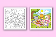 Cat Life Funny & Cute Coloring Pages, an Animal Illustration by Design Station (Thumbnail 2 of 4)