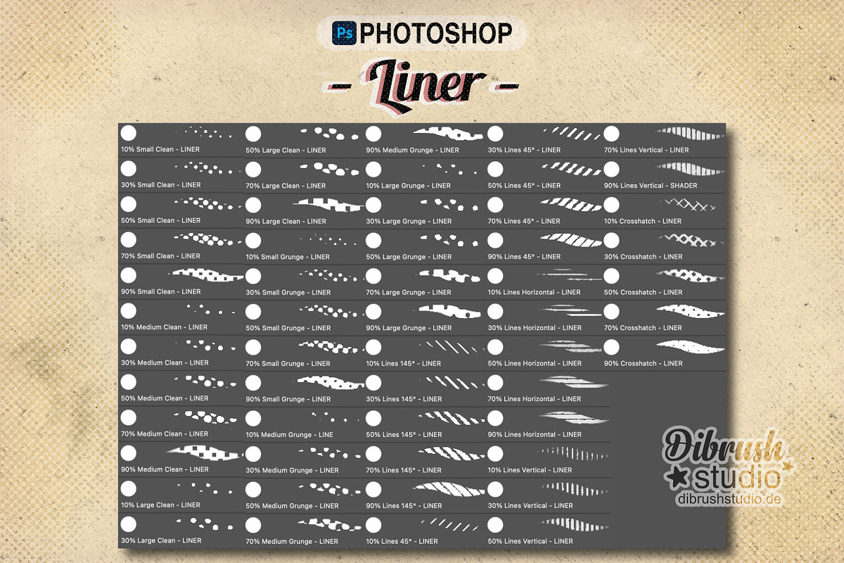 Photoshop - Vintage Halftone Brushes, a Brush Add-On by DiBrush Studio (Photo 5 of 7)