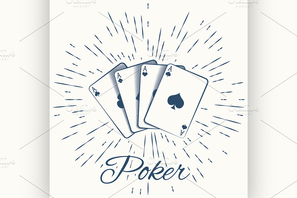 four aces  and vintage sun burst, an Illustration by Netkoff