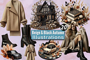 Beige & Black Autumn Clipart, an Illustration by SVGArt (Thumbnail 1 of 8)