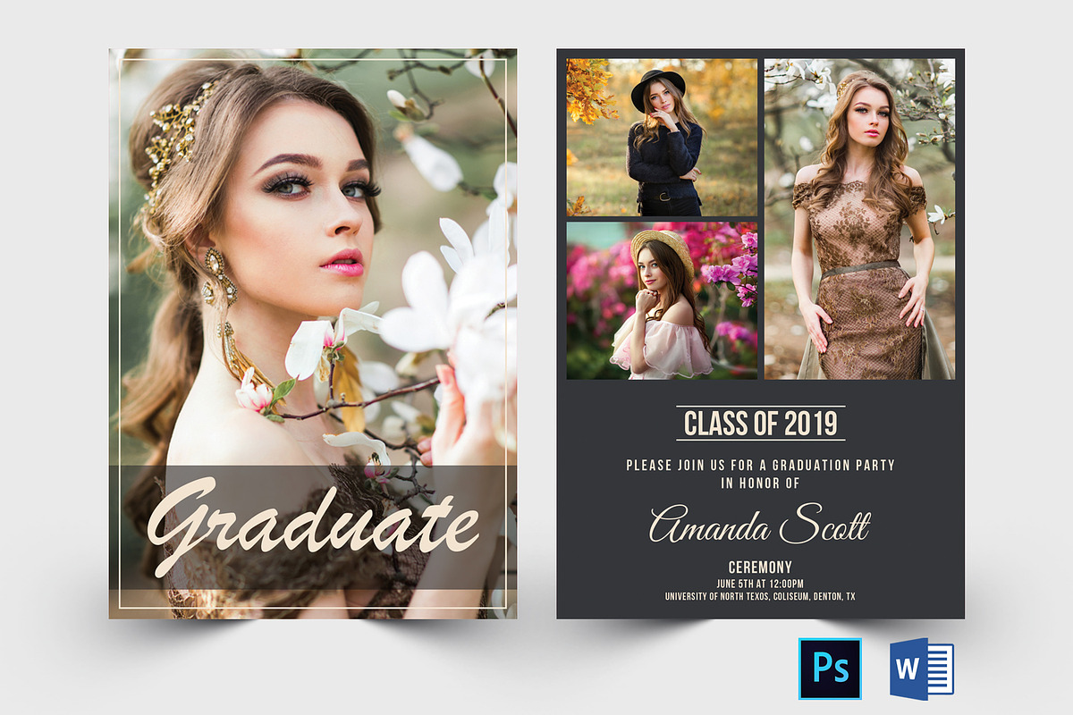 Graduation Announcement Template, a Card Template by Designscozy (Photo 1 of 5)