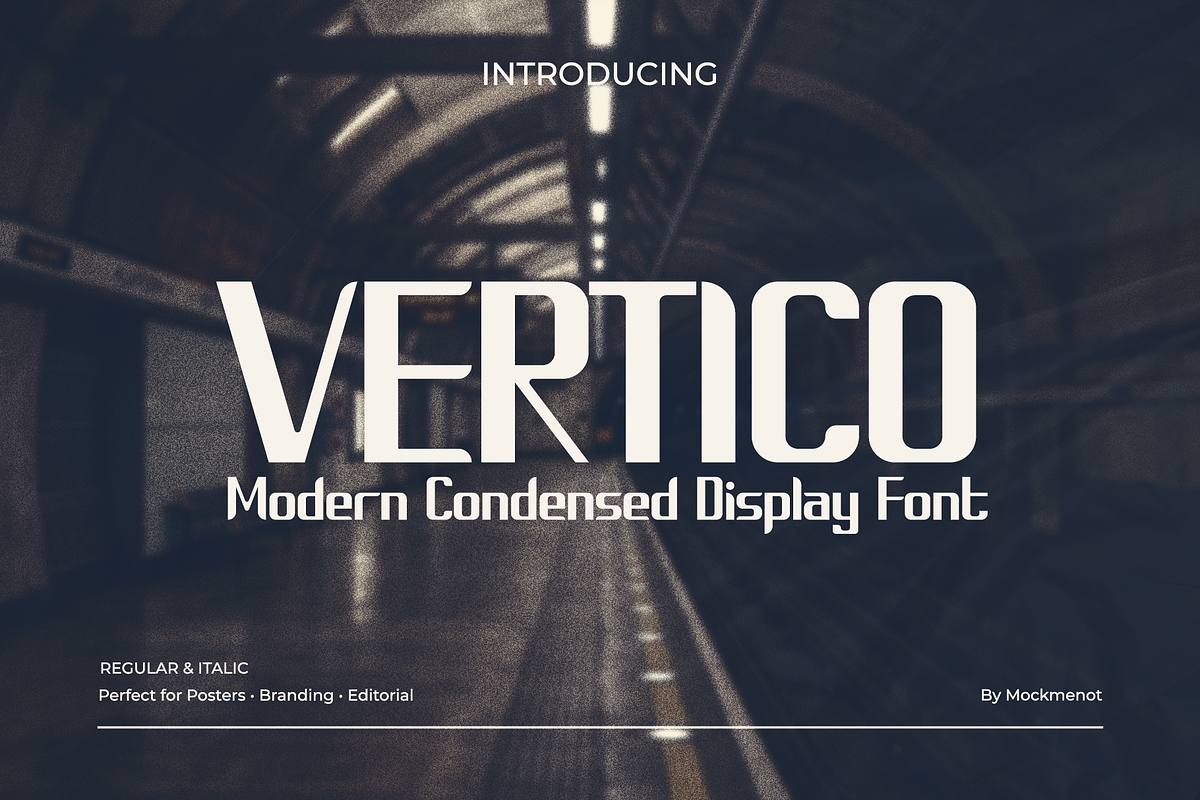 Vertico Modern Display Condensed, a Sans Serif Font by Mockmenot (Photo 1 of 5)
