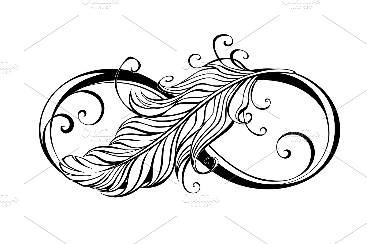 Infinity Symbol with Feather, an Illustration by blackmoon9