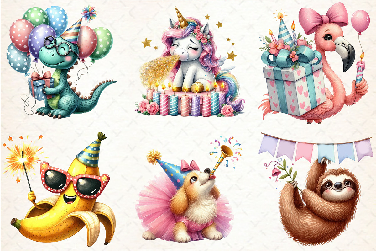 Quirky Funny Birthday Clipart, an Illustration by Libby Wishes (Photo 2 of 5)