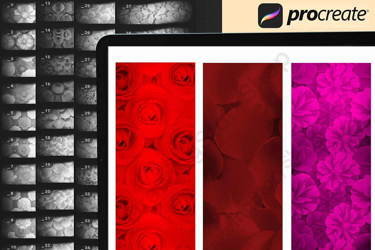 100 Procreate Flower Textures Brush, a Brush Add-On by DrawingStoryShop