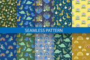 Dinosaur Seamless Patterns, a Pattern Graphic by DysenkaArt (Thumbnail 1 of 2)