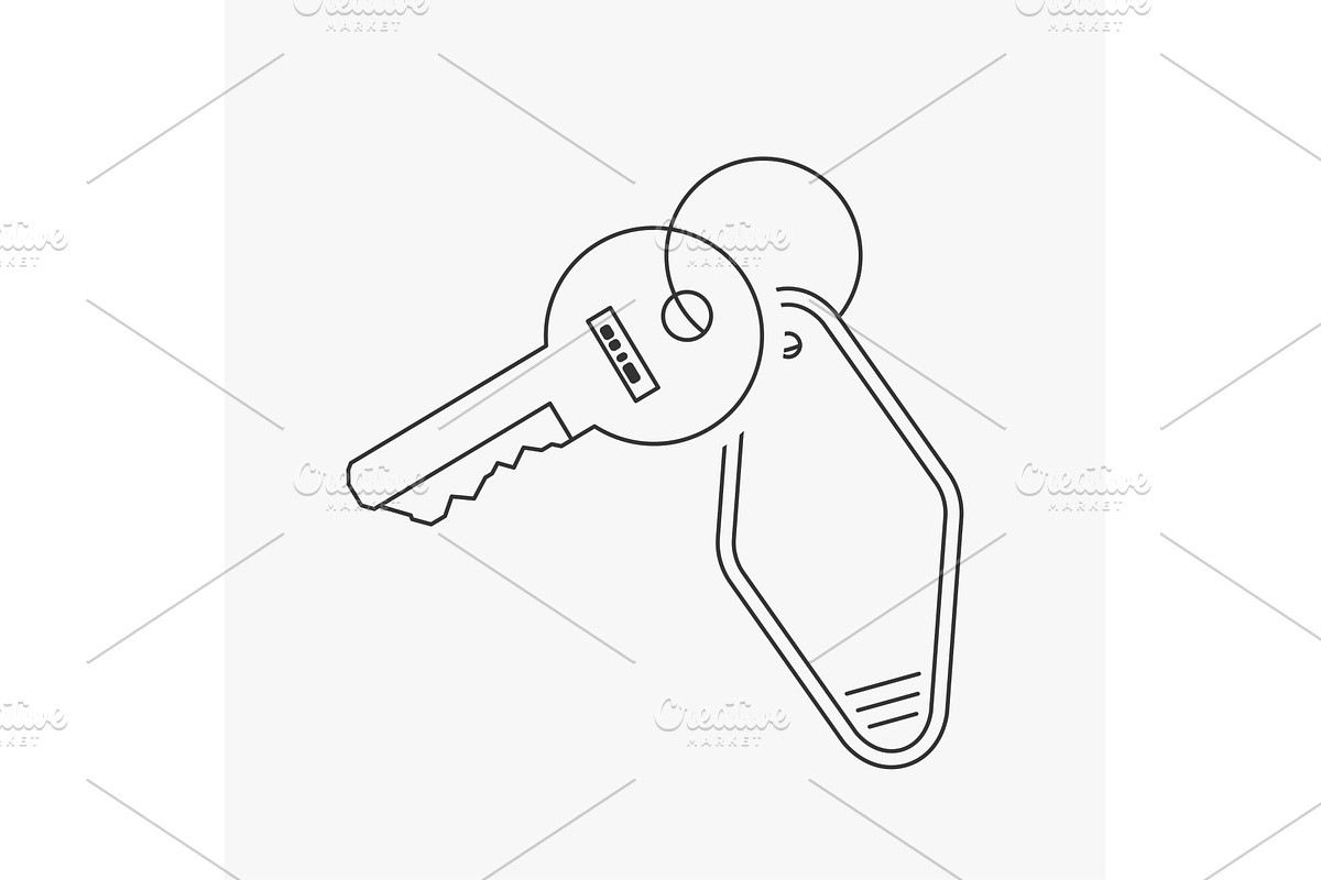 door key with keychain icon on white, an Object Illustration by IfH