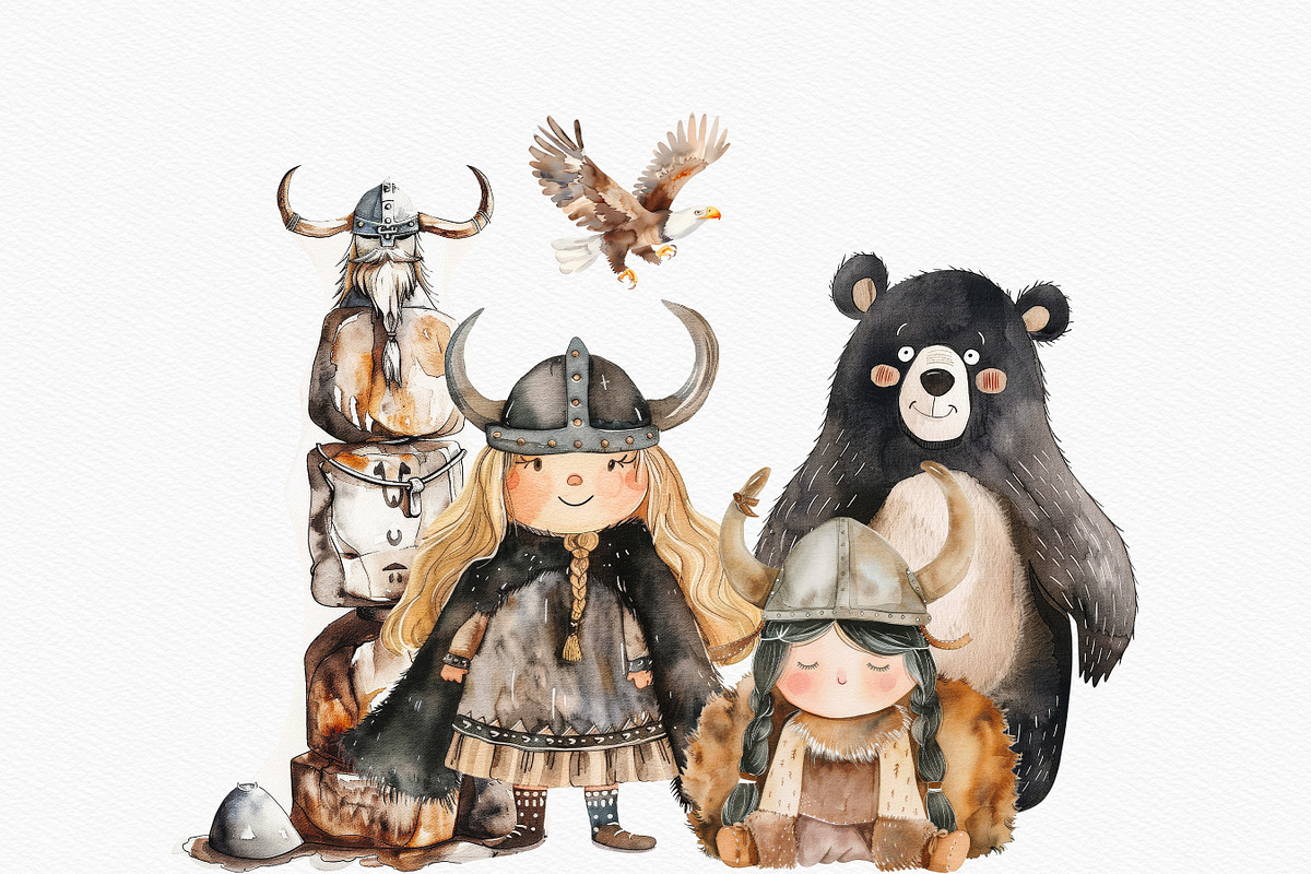 Nursery Viking Tale Watercolor Set, an Object Illustration by Pati Paints (Photo 5 of 9)