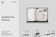 MacBook Pro 16 Mockup, a Mac Mockup by graphicpages (Thumbnail 1 of 15)