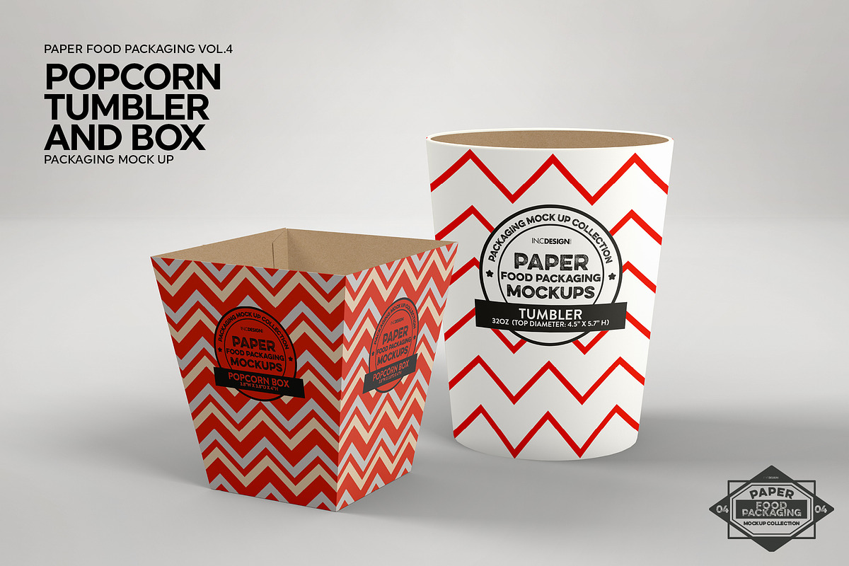Popcorn Containers Packaging Mockup, a Packaging Mockup by INCDesign (Photo 3 of 6)