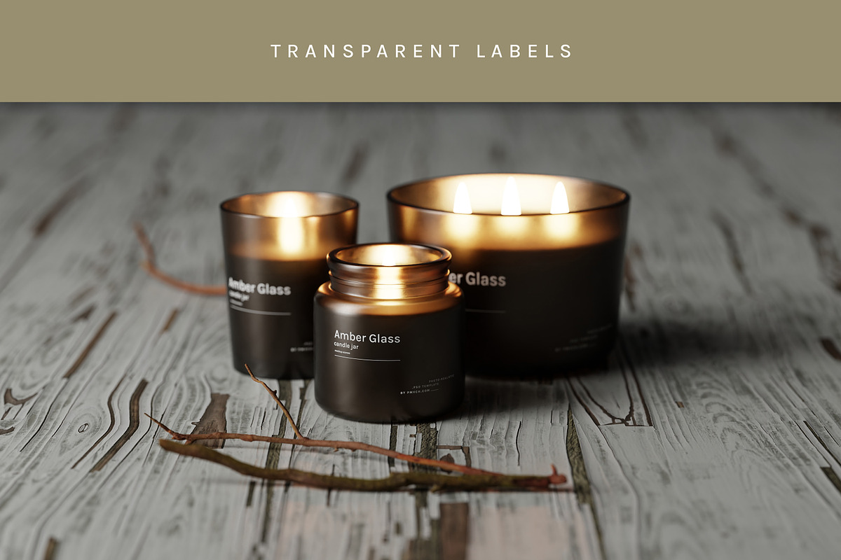 Amber Glass Candle Mockup Kit, a Merchandise Mockup by pmvch (Photo 5 of 27)