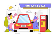 10 Gas Station Vector Illustration, a Transportation Illustration by denayunebgt (Thumbnail 4 of 4)