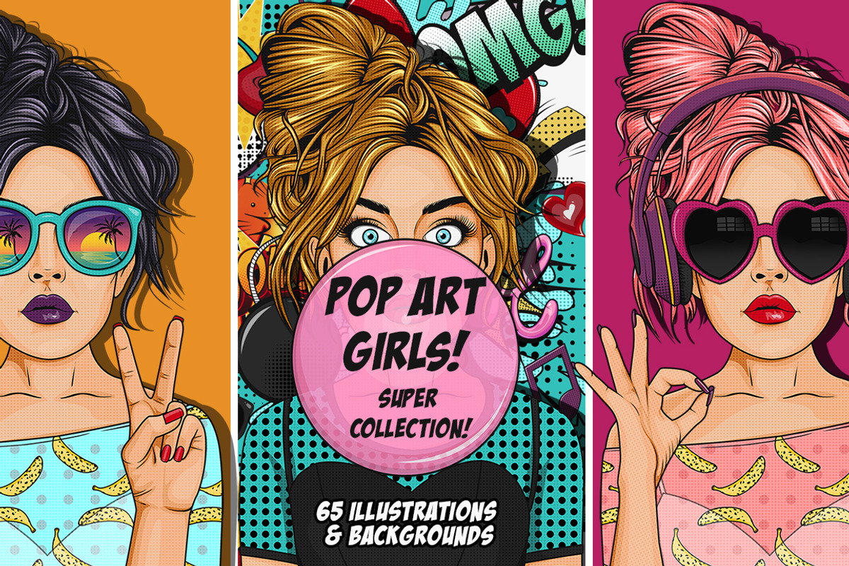 Comic Style Pop Art Girls, an Illustration by Dapper Dudell (Photo 1 of 7)