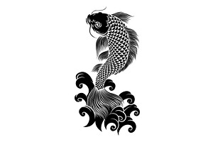 Koi Carp Fish Vintage Japanese, an Animal Illustration by Christos Georghiou