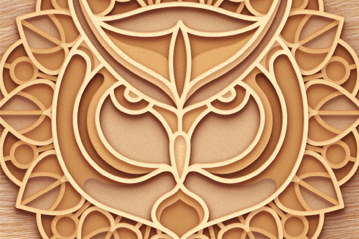 Owl 3D Mandala - SVG Laser cut file, an Object Graphic by Arshad Ali (Photo 7 of 8)