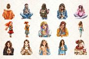 American Girls with coffee clipart, an Illustration by Rose Art (Thumbnail 2 of 7)
