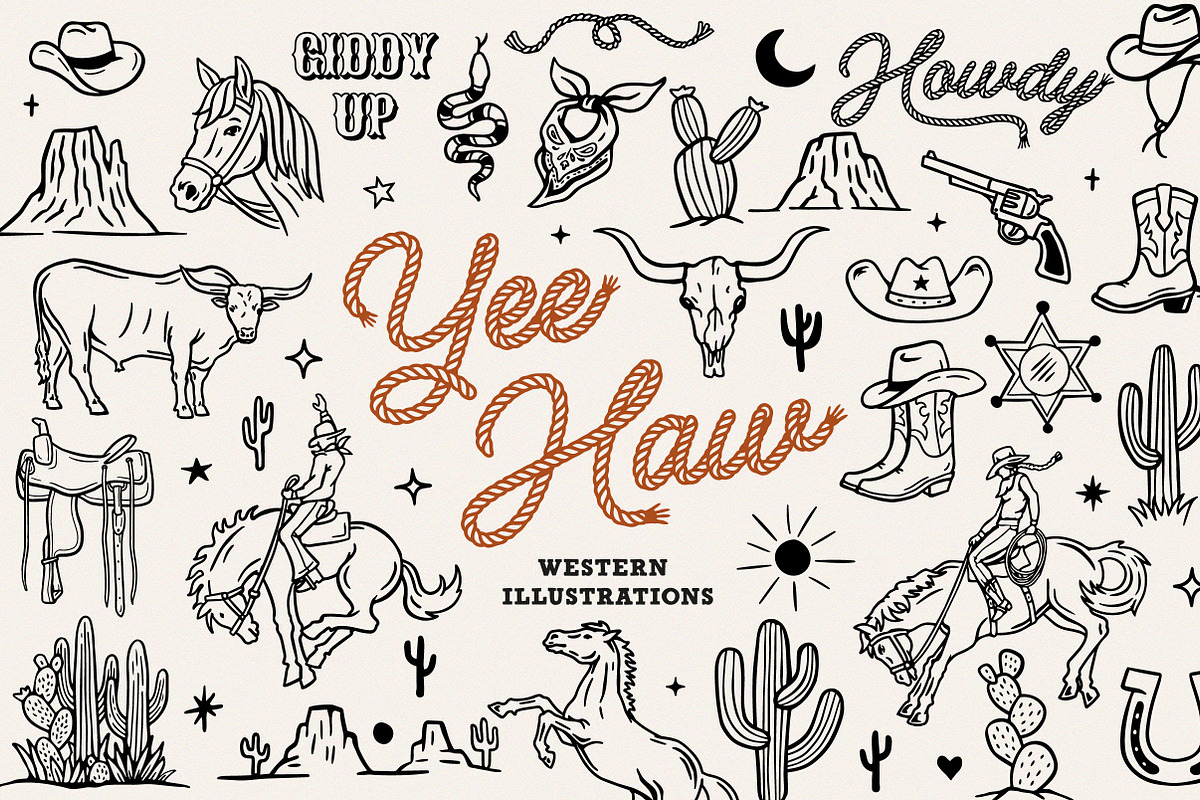 Hand-drawn Western Illustrations, an Illustration by cd-design.co (Photo 1 of 8)