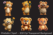 Cute Teddy Bear Emotions Clipart Bun, an Illustration by RobertsArt (Thumbnail 2 of 7)