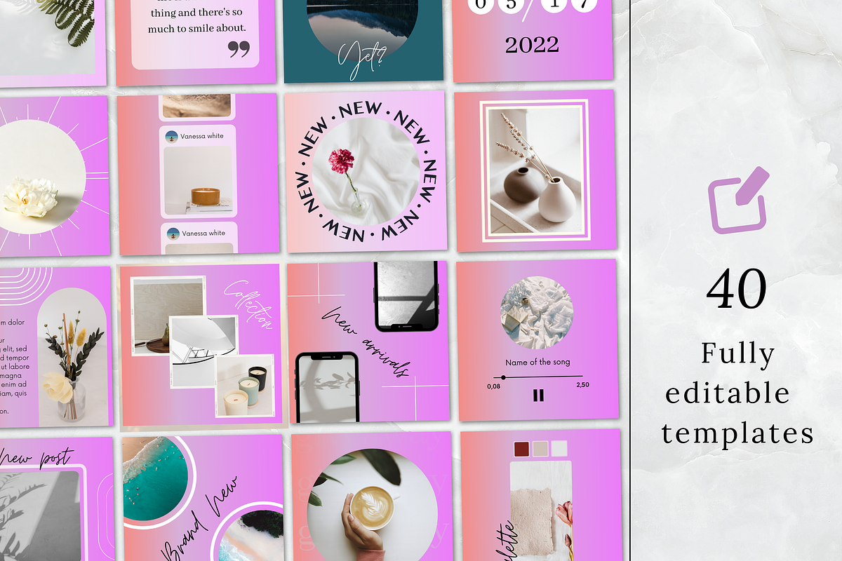 Instagram Template/Gradient Posts, a Social Media Template by PittaFinePrint (Photo 2 of 8)