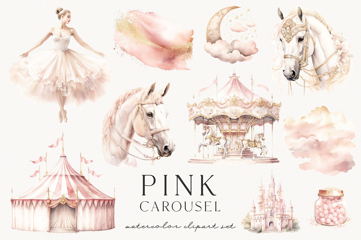 Pink Carousel, a Decorative Illustration by PeDe Designs (Photo 4 of 7)