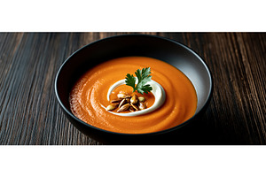 Creamy Pumpkin Soup with Seeds on, a Food & Drink Photo by piter.goskov
