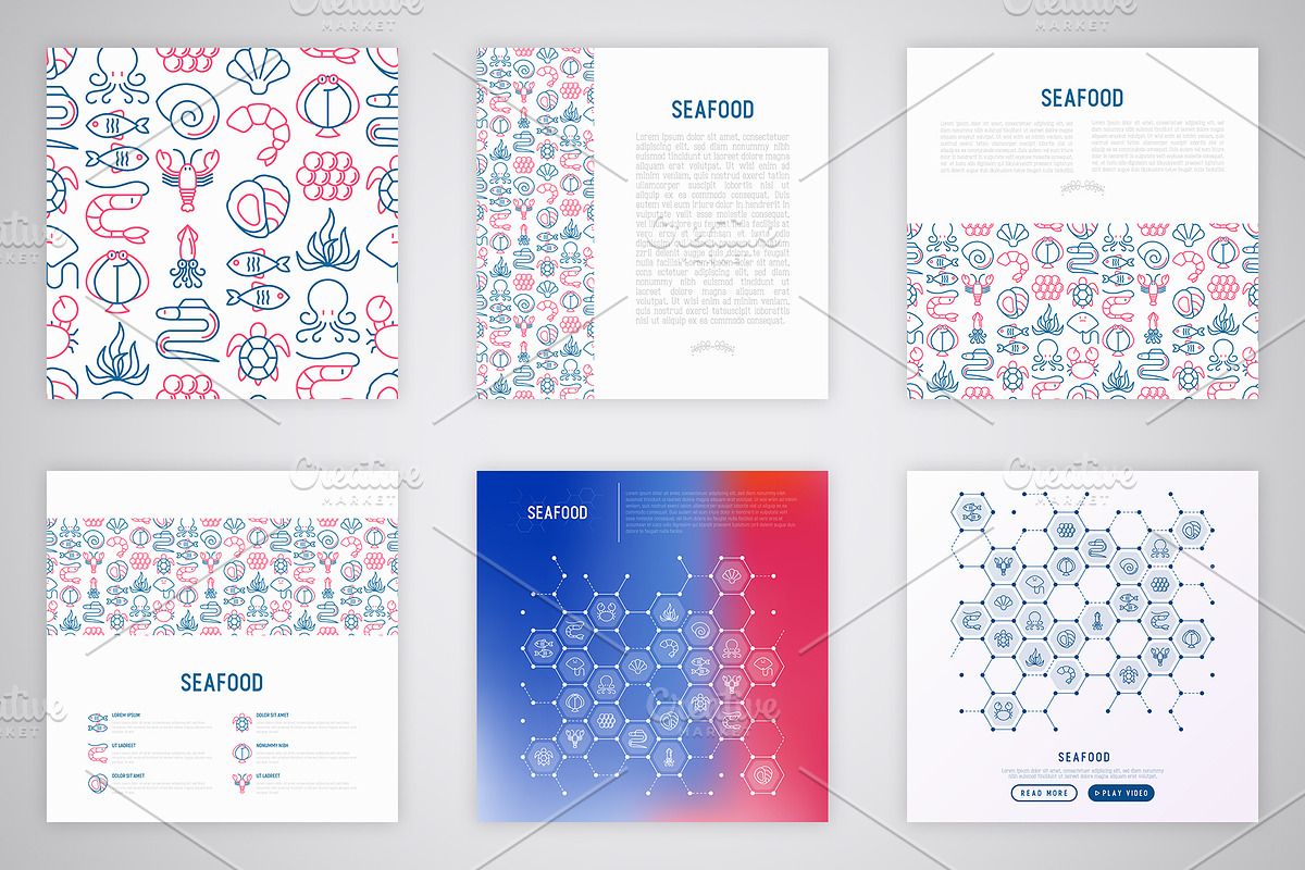 Seafood Icons Set | Concept, an Outline Icon by Alex Blogoodf (Photo 9 of 12)