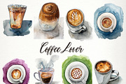 Coffee lover watercolor clip art, an Illustration by SandraGraphicDesign (Thumbnail 4 of 6)