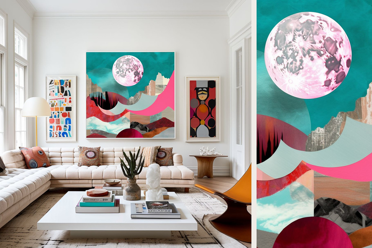 4 Pink Landscape Moon Wall Art, a Decorative Illustration by ARTOZEN DIGITAL (Photo 2 of 8)